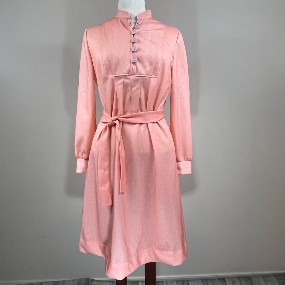 Vintage | Long Sleeved Pink Peach Dress